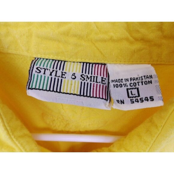 Style & Smile L yellow short sleeve button front soutache applique shirt - Picture 3 of 5